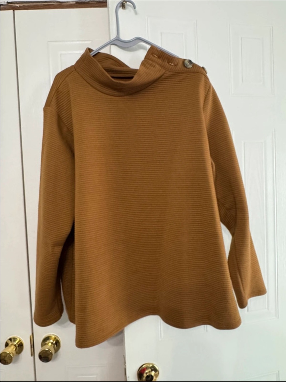 St. John's Bay Ribbed Funnel Neck Sweater in Camel